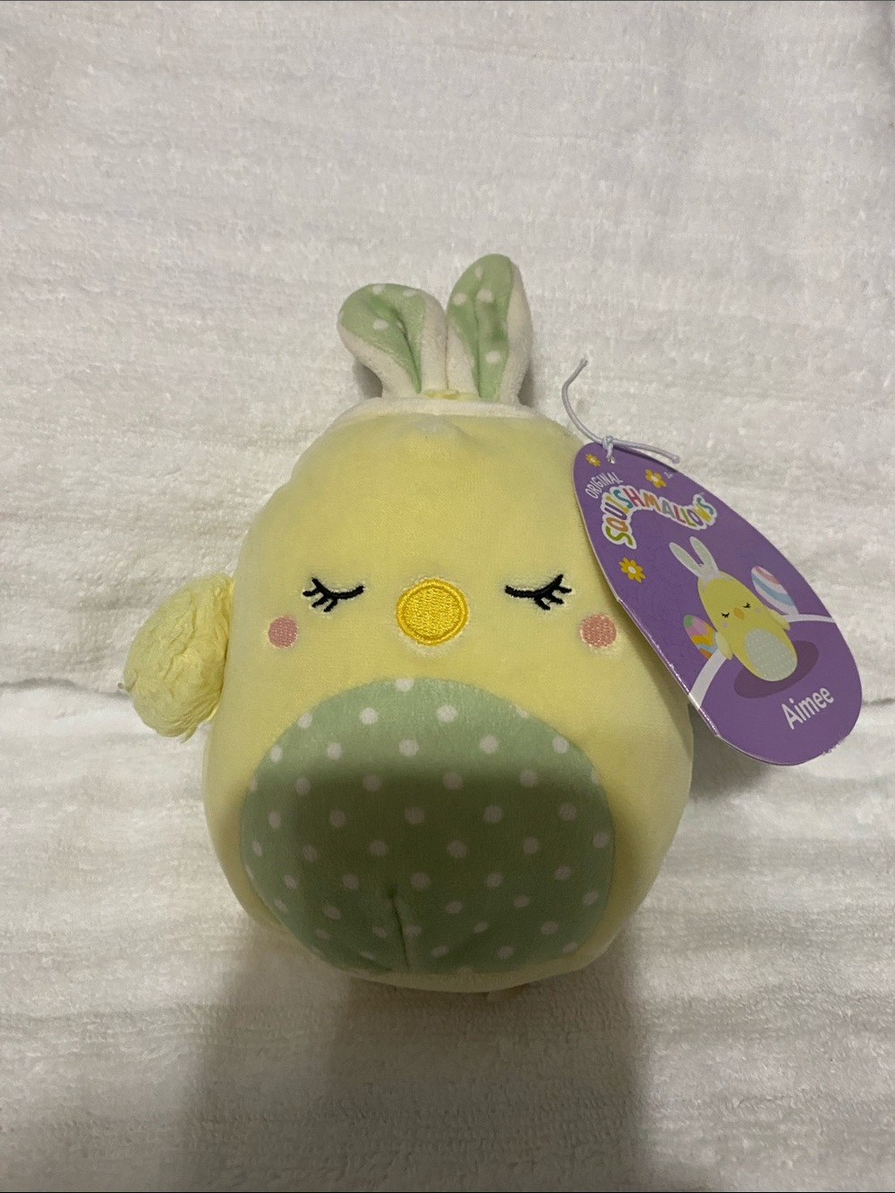 This is an Original Squishmallows Aimee the Easter Chick plush.